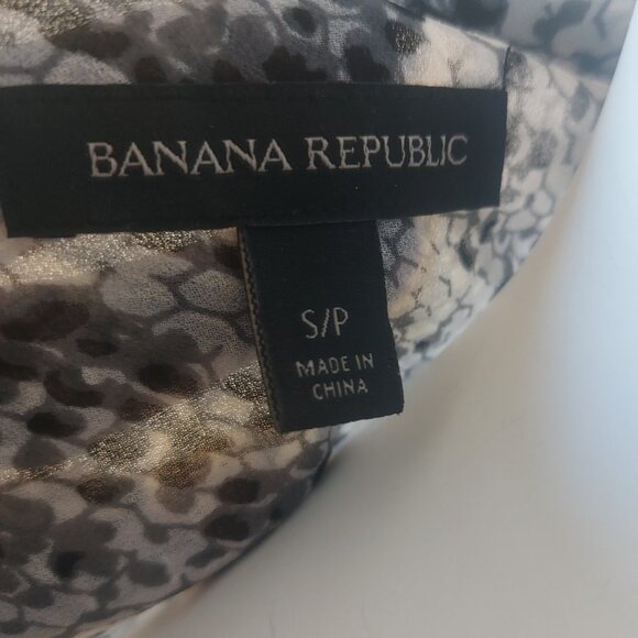 Banana Republic Black, Grey & Ivory Snakeskin Pattern Blouse - Picture 5 of 12